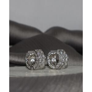 18k White Gold Diamond Huggie Earrings 8.54G / 0.5in / 3.84tcw